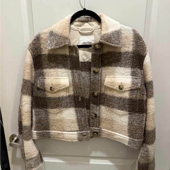 Aritzia Jackets & Blazers - Aritzia Teddy Jacket in Cream and Brown Plaid